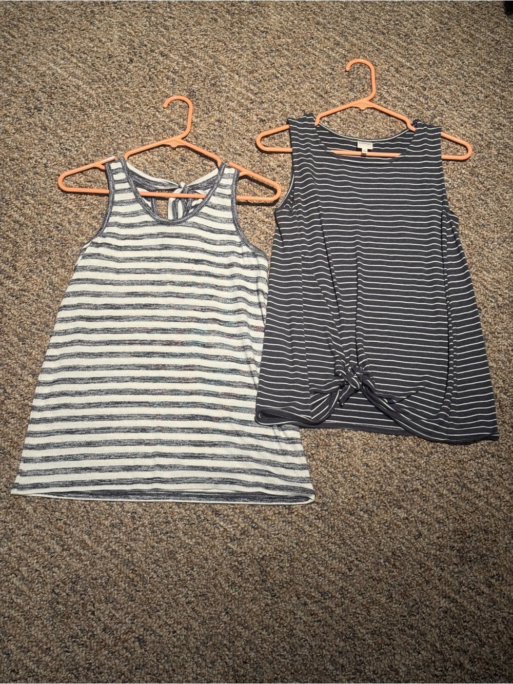 Kaileigh and Market & Spruce Striped Tank Tops in Navy & White — Set of 2